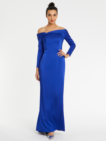 Robe en crêpe envers satin - Saphir