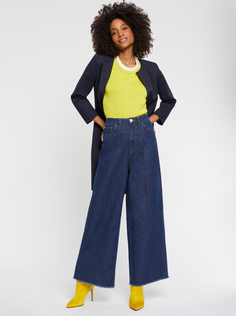 Pantalon évasé extra large en denim - Marine