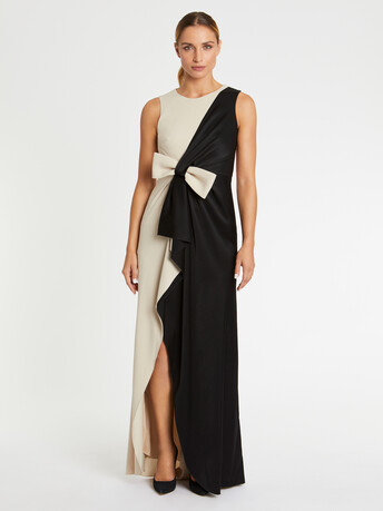 Robe longue de cérémonie à nœud - Sable / noir