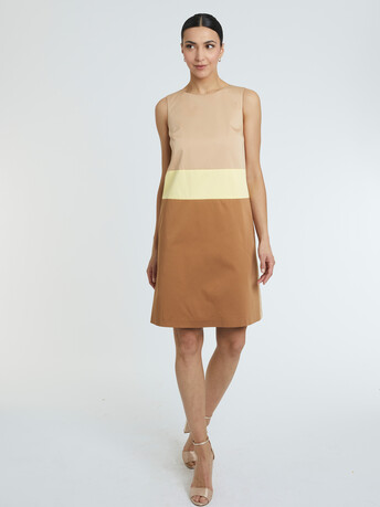 Robe courte en satin de coton stretch - multicolore