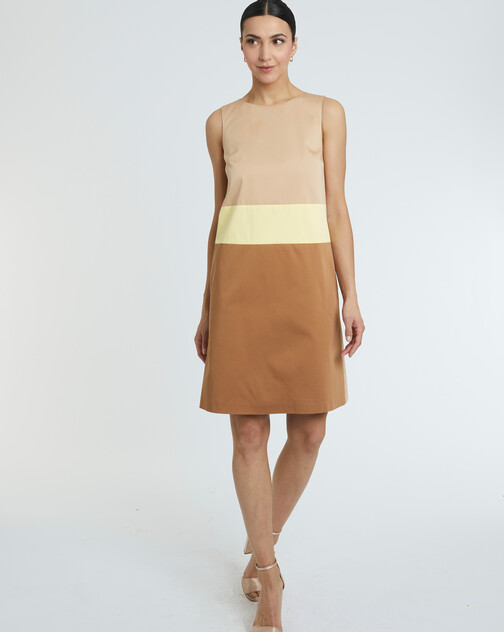 Robe courte en satin de coton stretch