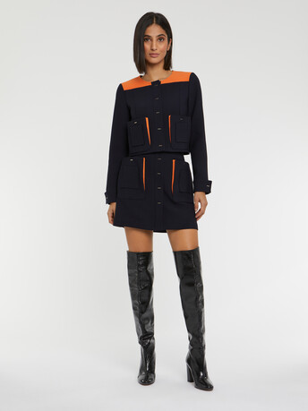 Buttoned-front mini skirt - Marine /mandarine
