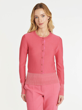 CARDIGAN - Pink / blanc casse