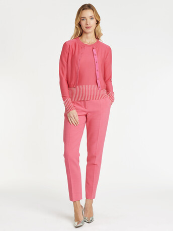 KNITTED CARDIGAN - Pink / blanc casse