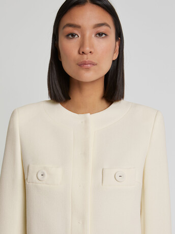 Double-wool crepe jacket - Off white