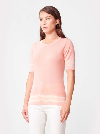 Merino wool sweater - Eau de rose / blanc casse