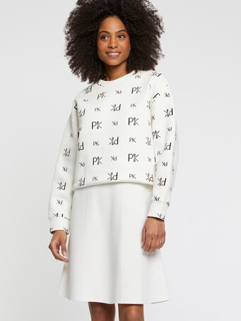 Embroidered double-jersey sweatshirt - Off white