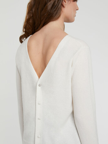 Gilet inversé en cachemire - Blanc casse