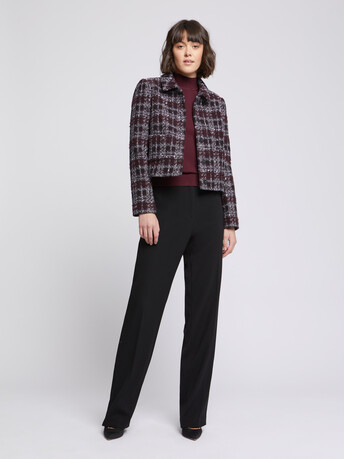 Veste courte à col en tweed bourgogne - Bourgogne