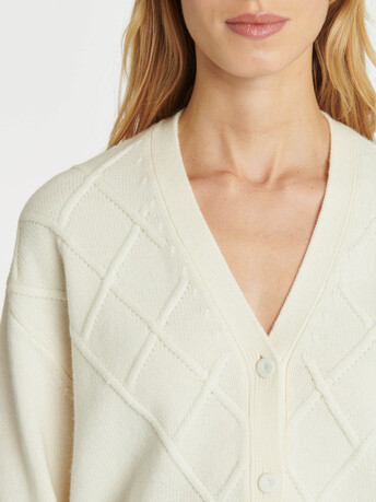 Cardigan en laine et cachemire - Blanc casse