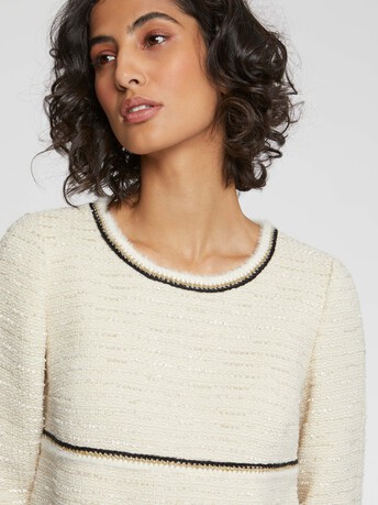 Robe courte en tweed lurex - Ecru