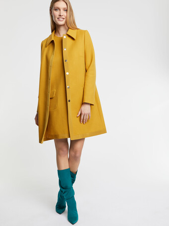 Robe courte trapèze en laine - Ocre