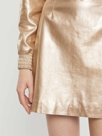 Metallic-leather mini skirt - Platinum