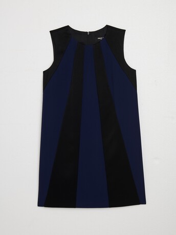 Robe en crêpe envers satin - Noir/indigo