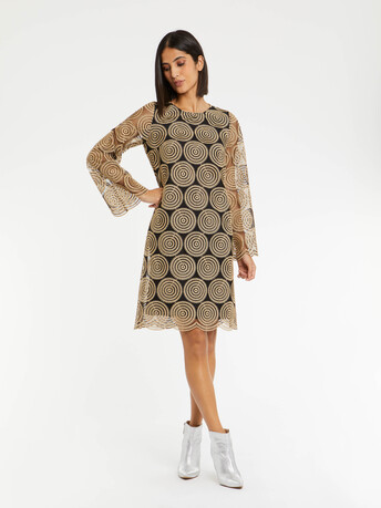 Robe en tulle brodé - Noir / gold