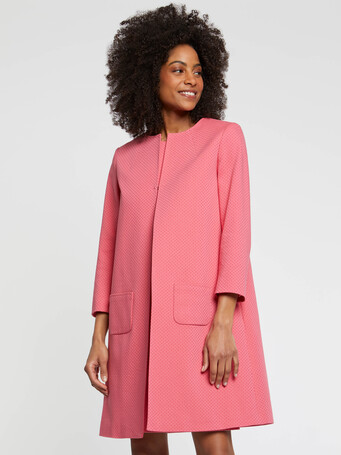 Mid-length swiss-dot jacquard coat - Pink