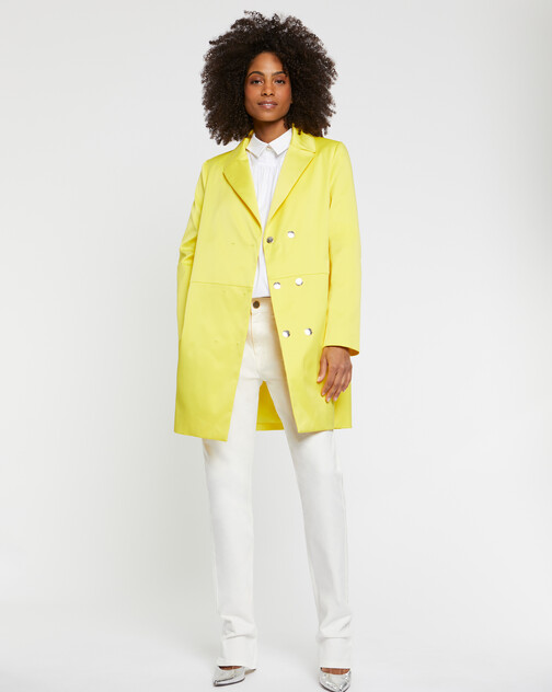 Manteau droit en satin duchesse