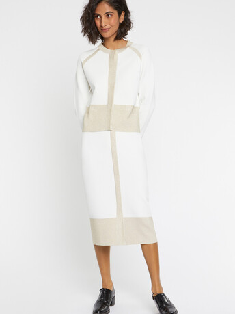 Lurex- and Milan-knit pencil skirt - Off white