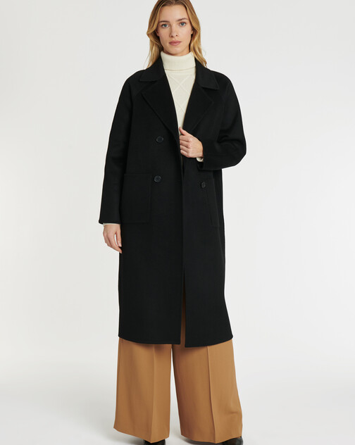 Manteau long double face en laine et cachemire