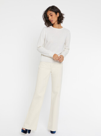Pull en cachemire ouverture dos - Blanc casse