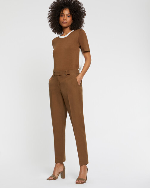 Pantalon cigarette en gabardine de coton
