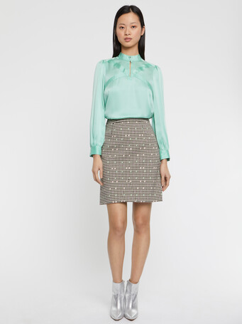 Silk top with high collar - Menthe