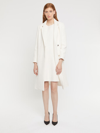Mini-robe trapèze en tweed - Blanc casse