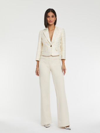 WOVEN SUIT JACKET - Off white / gold