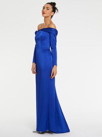 Robe en crêpe envers satin - Saphir