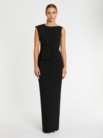 Robe longue de cérémonie à nœud en satin - Noir
