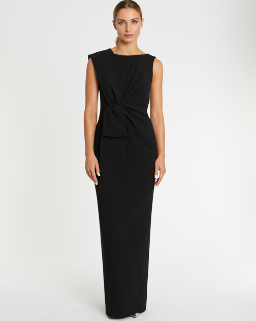Robe longue de cérémonie à nœud en satin