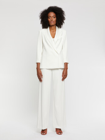 Veste de smoking en crêpe envers satin - Blanc casse