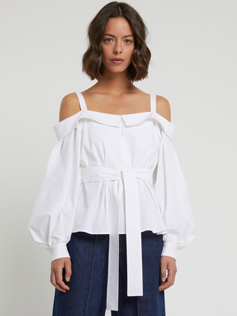 Haut en popeline de coton - Blanc