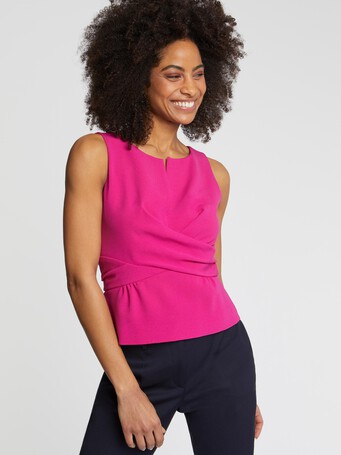 Top sans manches en crêpe envers satin - Fuchsia
