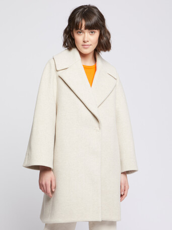 Manteau mi-long en drap de laine - Praline