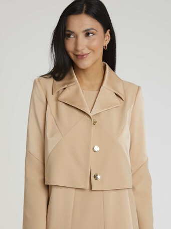 Veste courte en crêpe envers satin - Nougat