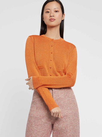Lurex knit cardigan - Tangerine