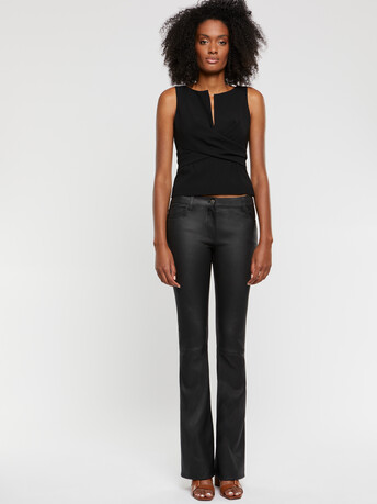 Top sans manches en crêpe envers satin - Noir