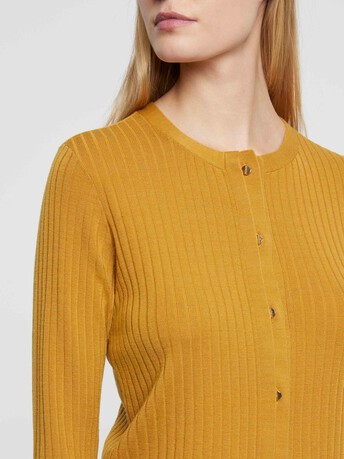 Cardigan en laine en maille côtelée - Ocre