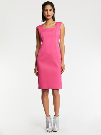 Robe courte en Ottoman stretch - Rose shocking