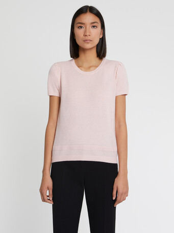 Pull manches courtes en cachemire - Poudre