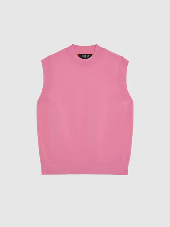 Sleeveless viscose sweater - Bubble gum/ mandarine