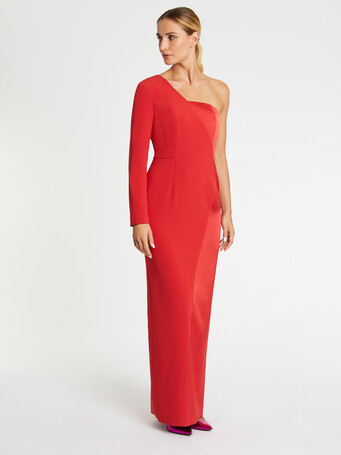Robe longue graphique en crêpe de satin - Hibiscus