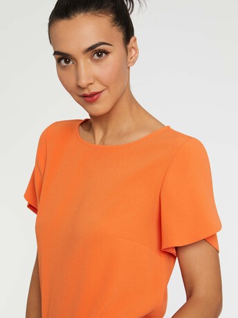 Short-sleeve crepe top - Tangerine