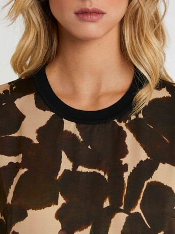 Débardeur camouflage en viscose et soie - multicolore