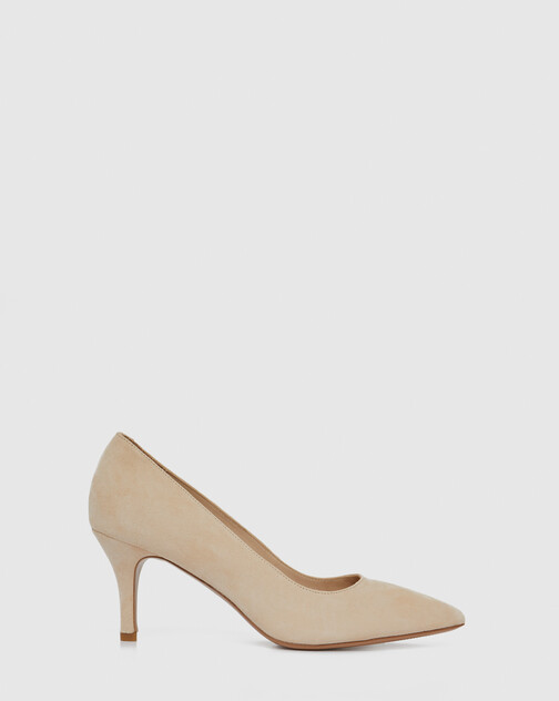 Escarpin à petit talon en cuir velours