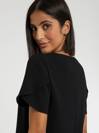 Short-sleeve crepe top - Noir