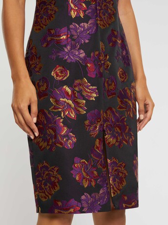 Robe droite en jacquard floral - multicolore