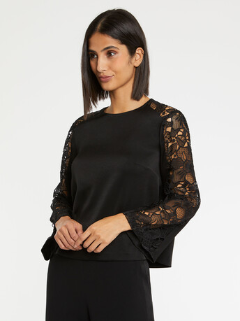 Haut en crêpe envers satin - Noir