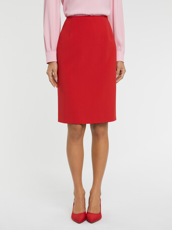 Short straight-cut crepe skirt - Hibiscus
